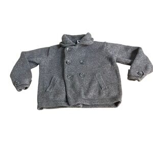 Janie and Jack gray knit button collar baby sweater SIZE 12-18M
